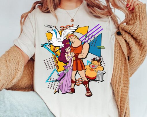 Disney Retro 90s Style Group Shot Hercules Characters Squad Shirt