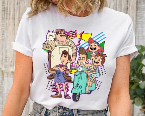 Disney Retro 90s Style Group Shot Pixar Luca Characters Squad Shirt