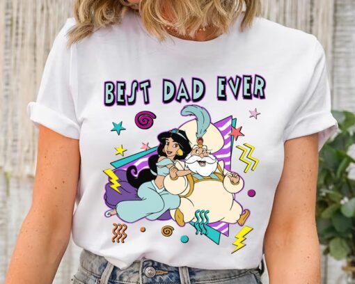 Disney Aladdin Best Dad Ever Jasmine & Sultan Retro 90s T-Shirt