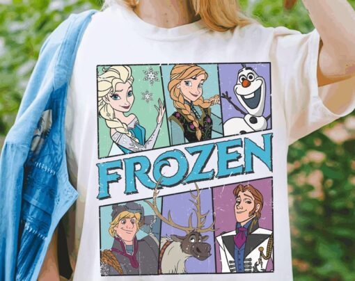 Vintage Frozen Characters Shirt, Retro Elsa Anna Olaf Hans T-shirt