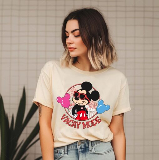 Funny Disney Vacay Mode Shirt, Mickey & Minnie Castle Balloon T-shirt