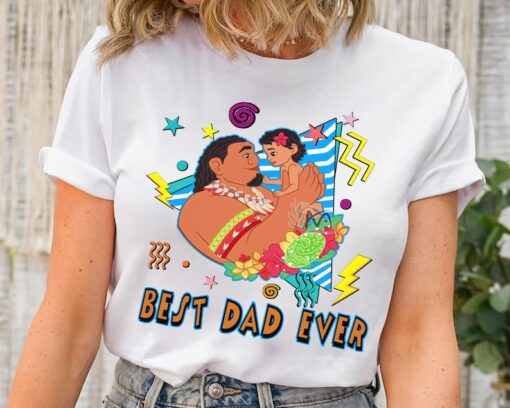 Disney Best Dad Ever Chief Tui and Moana Retro 90s Shirt