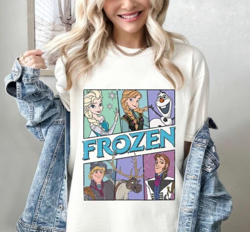 Vintage Frozen Characters Shirt, Retro Elsa Anna Olaf Hans T-shirt