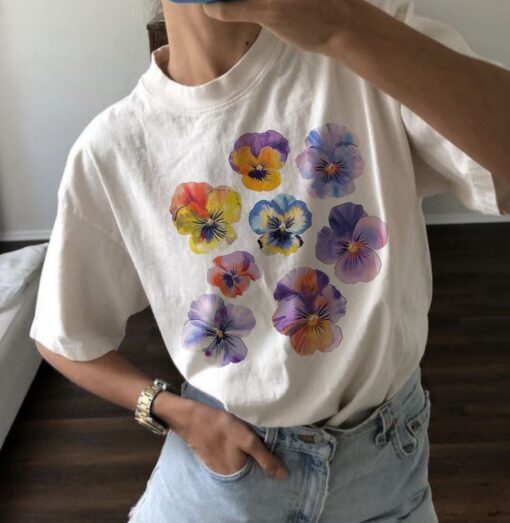 Graphic Tee Violet Flower Shirt Comfort Colors Shirt Graphic Tee For