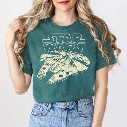 Vintage Disney Star Wars Shirt, Millennium Falcon Graphic T-shirt