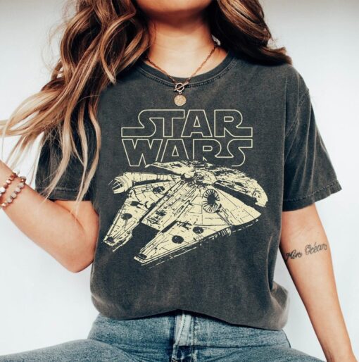 Vintage Disney Star Wars Shirt, Millennium Falcon Graphic T-shirt