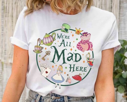 Vintage Alice in Wonderland We're All Mad Here T-shirt