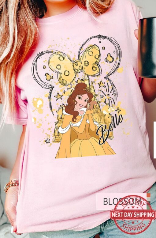 Cute Disney Belle Water Colors Shirt