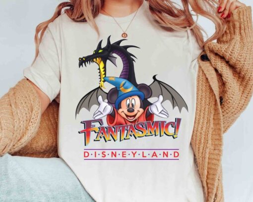 Retro Maleficent Dragon And Sorcerer Mickey T-shirt