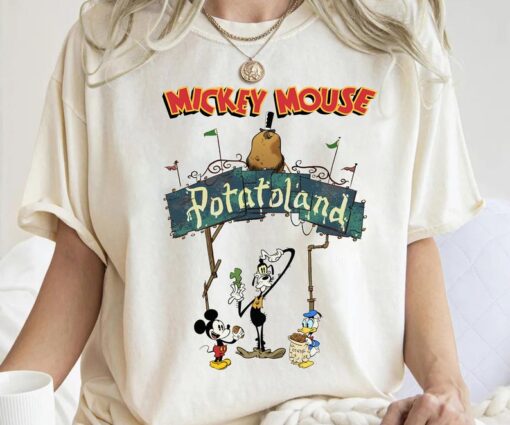 Vintage Funny Mickey Goofy Donald Potatoland Classic Shirt