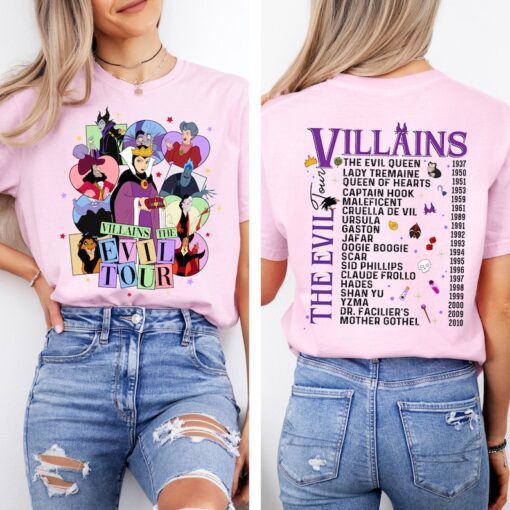 Two-sided Disney Villains The Evil Tour Bad Girls Villains T-Shirt