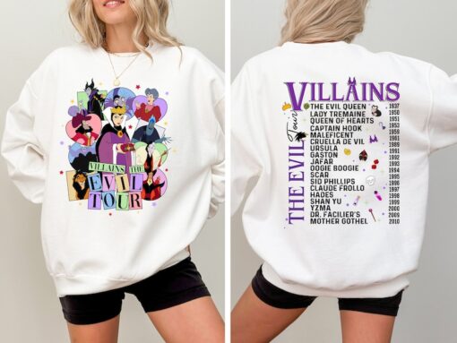 Two-sided Disney Villains The Evil Tour Bad Girls Villains T-Shirt