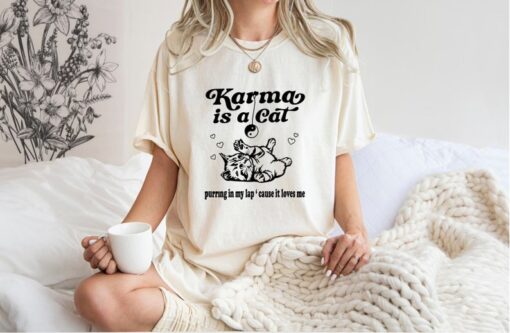 Comfort Colors® Karma Is a Cat T-Shirt, Cat Lover T-Shirt,