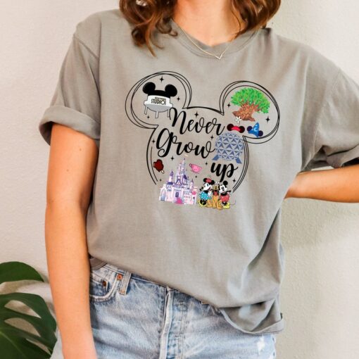 Comfort Colors Never Grow Up Mickey and Friends Shirt