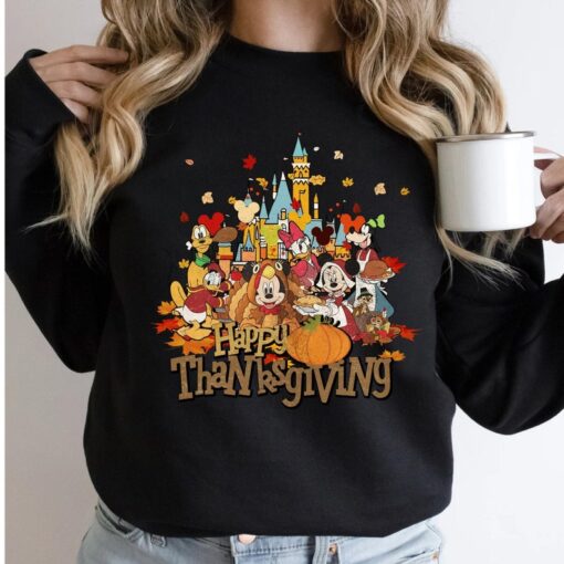 Vintage Cute Mickey and Friends Happy Thanksgiving Comfort Shirt