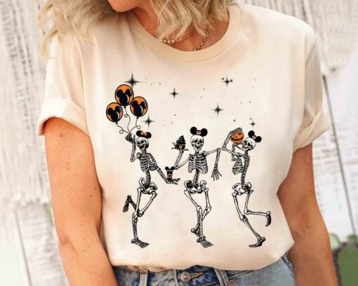 Disney Halloween Party Dancing Skeleton Mickey Ears Shirt