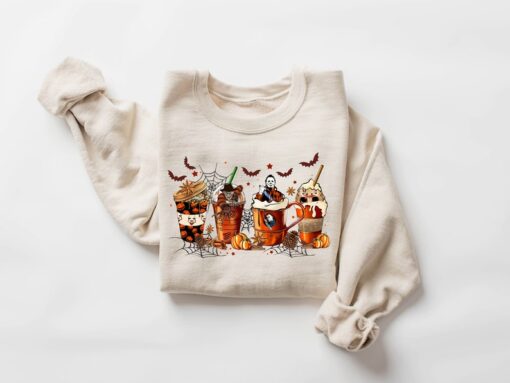 Skeleton Coffee Cups Sweatshirt, Coffee Cups Sweatshirt