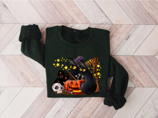 Cat halloween sweatshirt, ghost cat shirt, Halloween Sweater