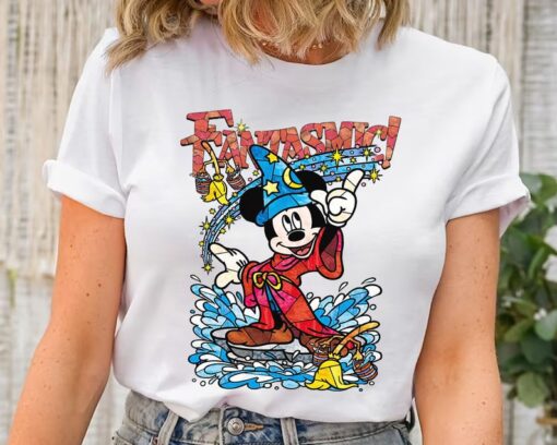 Disney Fantasia Sorcerer Mickey Mouse Magic Wizard Magical Retro Shirt