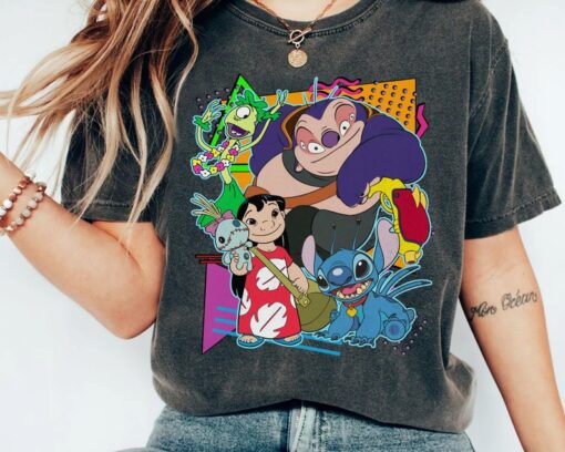 Disney Retro 90s Style Group Shot Lilo And Stitch Characters Squad Shi