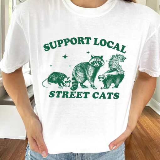 Vintage Support Your Local Street Cats Graphic T-Shirt