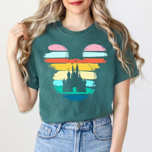 Disney Sunset Colors Castle Shirt, Disney Mickey Minnie Castle T-shirt