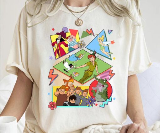 Disney Peter Pan Characters Group Retro Shirt Disney Tinker Bell Hook