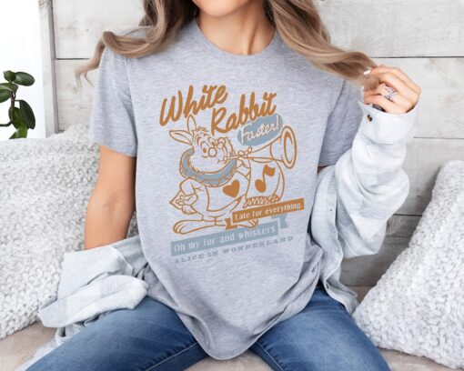 Retro White Rabbit Alice in Wonderland T-Shirt