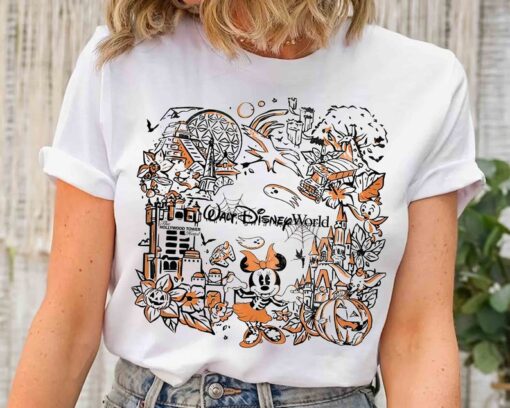 Vintage Minnie Mouse Skeleton Walt Disney World Halloween Shirt