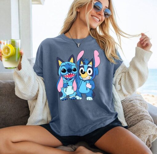 Bluey Stitch Tshirt, Comfort Colors Tee, Disney Vacation T-Shirt