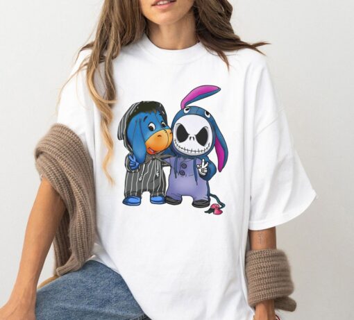 Disney Jack Skellington and Eeyore Halloween Cute Friends T-shirt