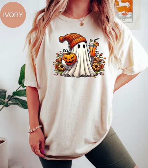 Halloween Ghost Coffee Comfort Colors Shirt