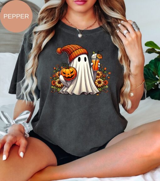 Halloween Ghost Coffee Comfort Colors Shirt