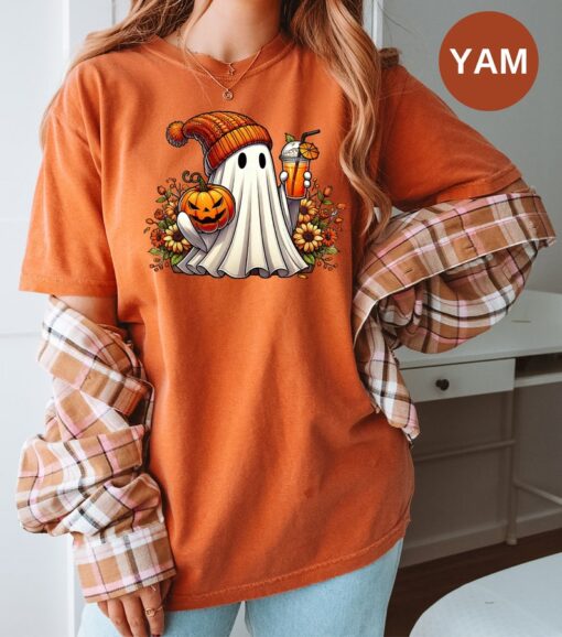 Halloween Ghost Coffee Comfort Colors Shirt