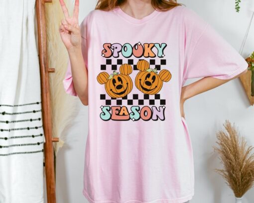 Spooky Season T-Shirt Halloween Graphic Tee Pumpkin Head Cartoon