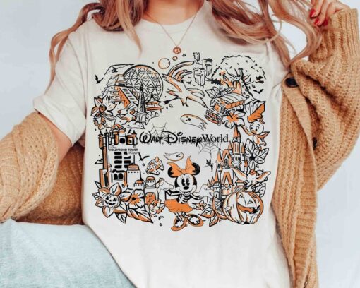 Vintage Minnie Mouse Skeleton Walt Disney World Halloween Shirt