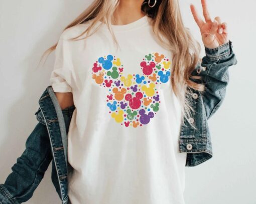 Disney Mickey Mouse Head Icon Retro Rainbow T-Shirt