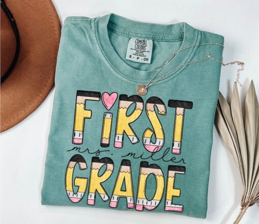 Retro First Grade Shirt, Comfort Colors® First Grade Teacher Shirt