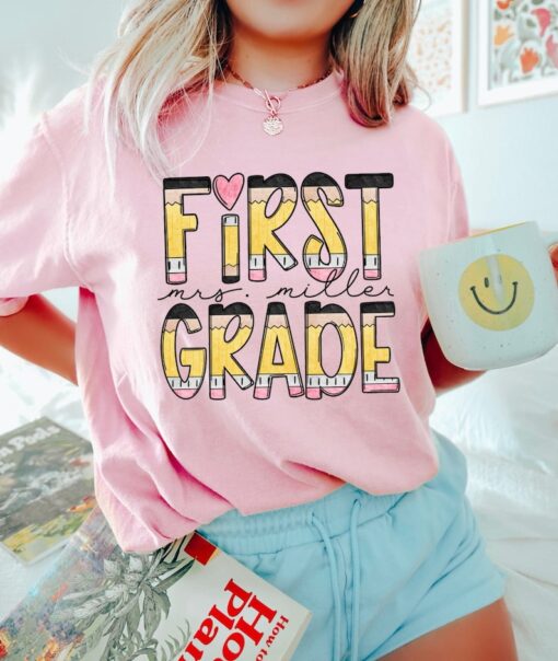 Retro First Grade Shirt, Comfort Colors® First Grade Teacher Shirt