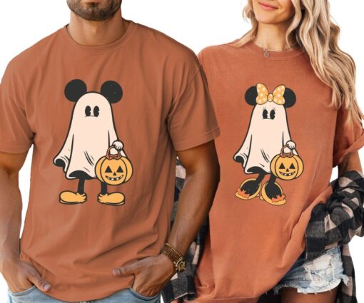 Comfort Colors® Retro Mickey Minnie Halloween Couple Shirts