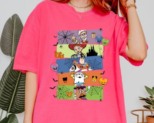 Cartoon Halloween Characters T-Shirt, Fun Halloween Cartoon Kids Tee