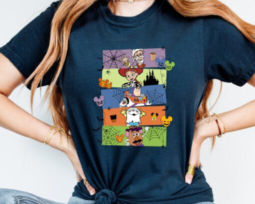 Cartoon Halloween Characters T-Shirt, Fun Halloween Cartoon Kids Tee