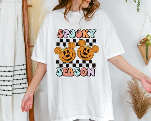 Spooky Season T-Shirt Halloween Graphic Tee Pumpkin Head Cartoon