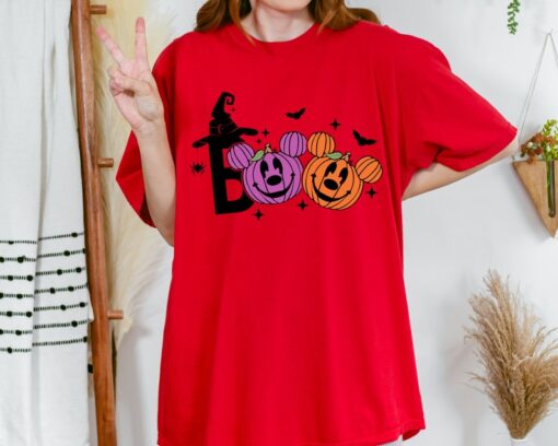 Halloween Boo T-Shirt, Cute Pumpkin Faces Tee, Spooky Witch Hat Design