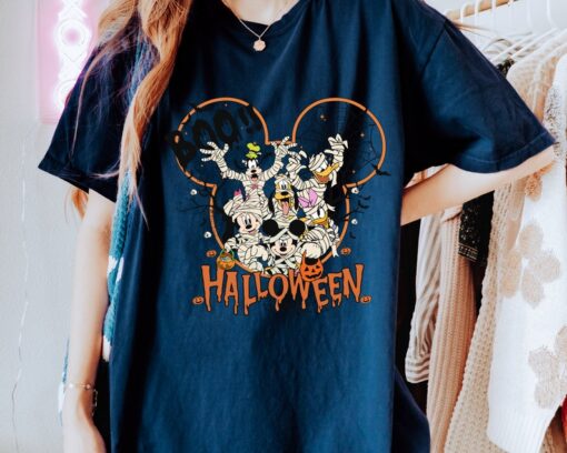 Halloween Cartoon Characters T-Shirt, Boo Mummy Costume Design