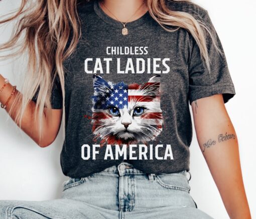 Childless Cat Lady Meme Shirt Kamala Harris 2024 Shirt Madam President