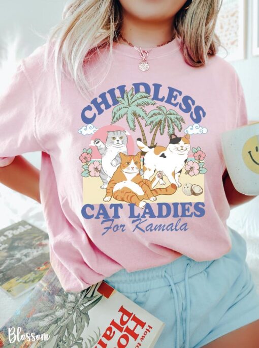 Comfort Colors Childless cat lady for kamala shirt