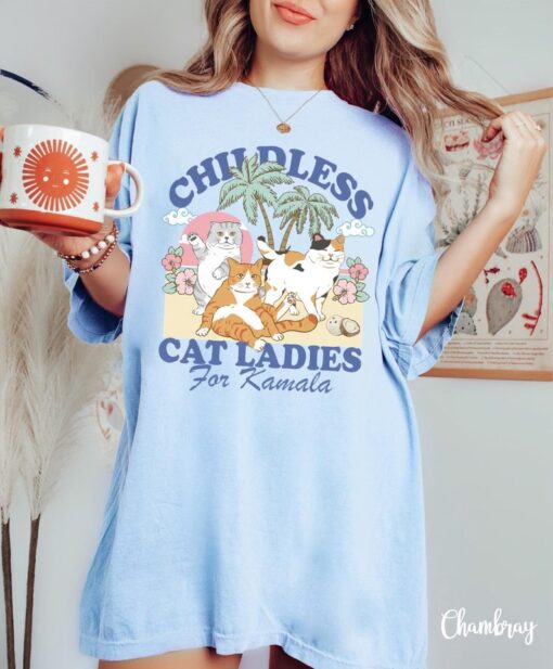 Comfort Colors Childless cat lady for kamala shirt