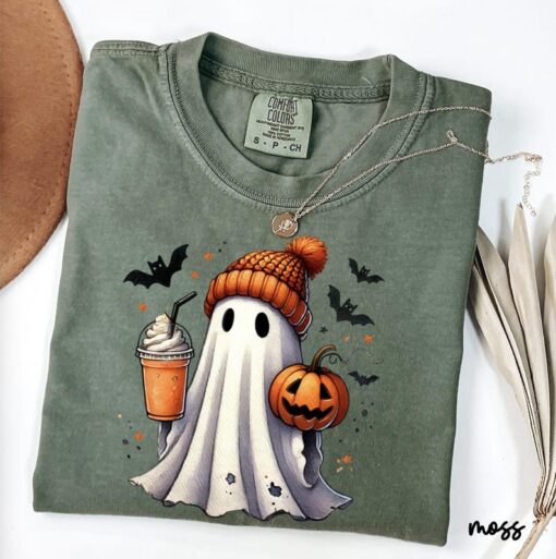 Halloween Ghost pumpkin spice latte Shirt, Cute Ghost Shirt