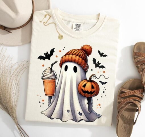 Halloween Ghost pumpkin spice latte Shirt, Cute Ghost Shirt